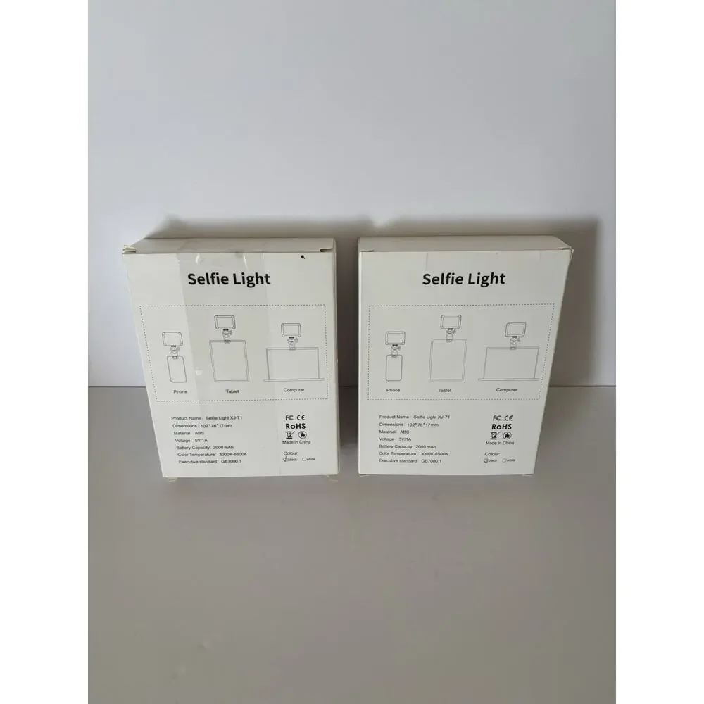 2 Selfie Lights For Phone Dimmable 3 Light Modes/Rechargeable Battery BRAND NEW